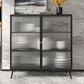 42'' Height Buffet Server Glass 2 Doors Metal Frame Dining Server for Living Room Clearhalo 'buffet_sideboard' 'Buffets & Sideboards' 'furn' 'furn_buffet_sideboard' 'Furniture' 'Kitchen & Dining Furniture' 5661112