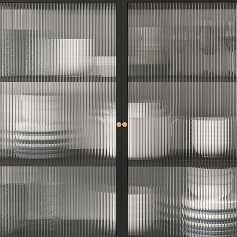 42'' Height Buffet Server Glass 2 Doors Metal Frame Dining Server for Living Room Clearhalo 'buffet_sideboard' 'Buffets & Sideboards' 'furn' 'furn_buffet_sideboard' 'Furniture' 'Kitchen & Dining Furniture' 5661118