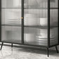 42'' Height Buffet Server Glass 2 Doors Metal Frame Dining Server for Living Room Clearhalo 'buffet_sideboard' 'Buffets & Sideboards' 'furn' 'furn_buffet_sideboard' 'Furniture' 'Kitchen & Dining Furniture' 5661119