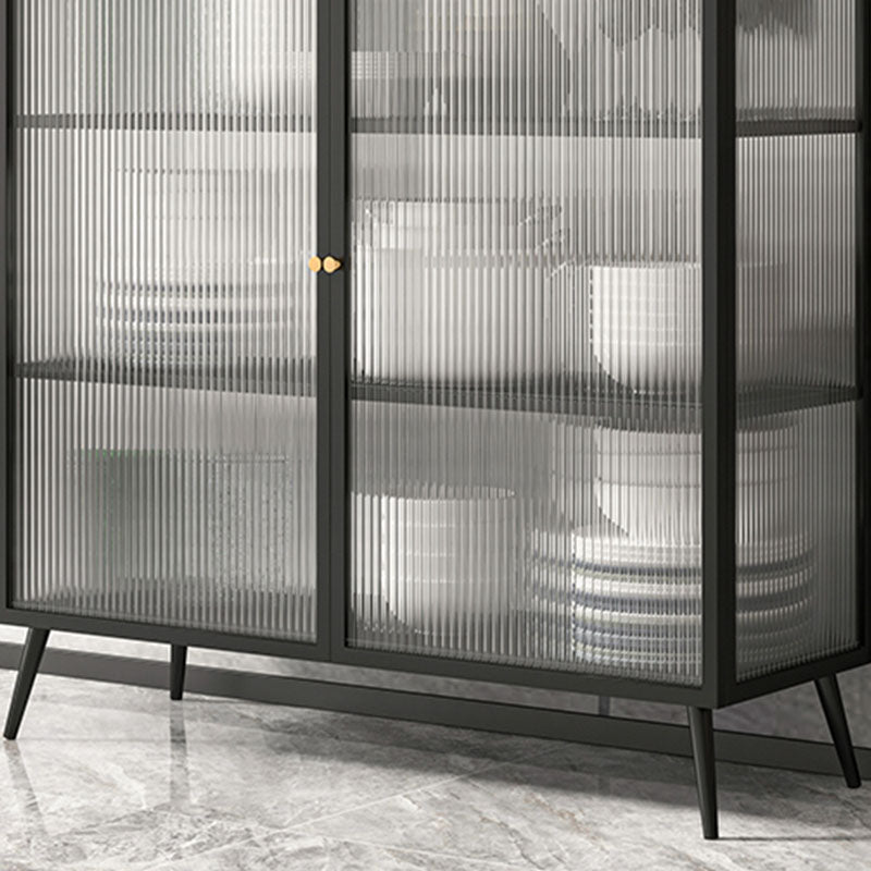 42'' Height Buffet Server Glass 2 Doors Metal Frame Dining Server for Living Room Clearhalo 'buffet_sideboard' 'Buffets & Sideboards' 'furn' 'furn_buffet_sideboard' 'Furniture' 'Kitchen & Dining Furniture' 5661119