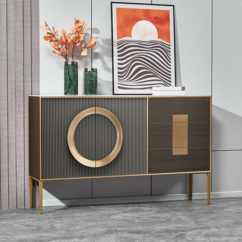 Glam Style 40" Height Sideboard 3 Drawer 2 Doors Cupboard for Living Room Clearhalo 'buffet_sideboard' 'Buffets & Sideboards' 'furn' 'furn_buffet_sideboard' 'Furniture' 'Kitchen & Dining Furniture' 5661147