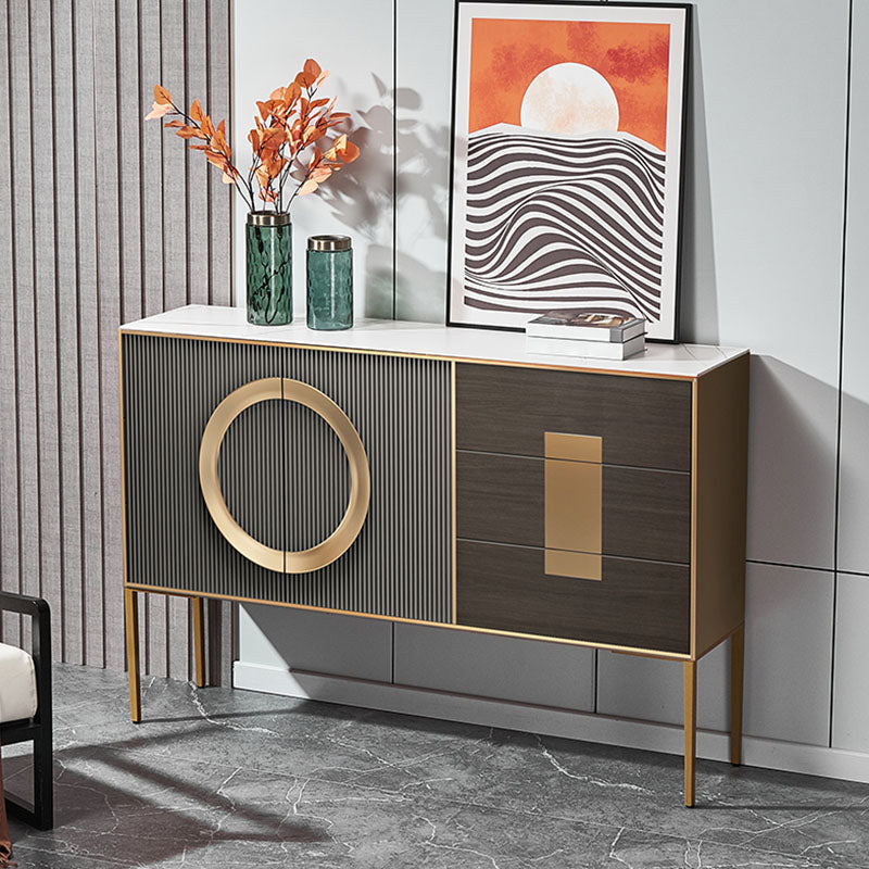 Glam Style 40" Height Sideboard 3 Drawer 2 Doors Cupboard for Living Room Clearhalo 'buffet_sideboard' 'Buffets & Sideboards' 'furn' 'furn_buffet_sideboard' 'Furniture' 'Kitchen & Dining Furniture' 5661148