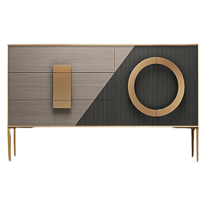 Glam Style 40" Height Sideboard 3 Drawer 2 Doors Cupboard for Living Room Black-Gold Clearhalo 'buffet_sideboard' 'Buffets & Sideboards' 'furn' 'furn_buffet_sideboard' 'Furniture' 'Kitchen & Dining Furniture' 5661150