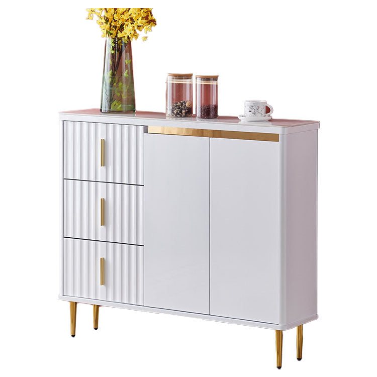 Stone in stile glam 34 "H sala da pranzo sideboard a 3 tradotto server buffet in bianco