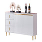 Stone in stile glam 34 "H sala da pranzo sideboard a 3 tradotto server buffet in bianco