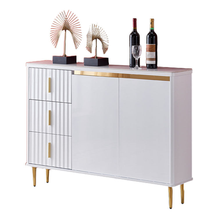 Stone in stile glam 34 "H sala da pranzo sideboard a 3 tradotto server buffet in bianco