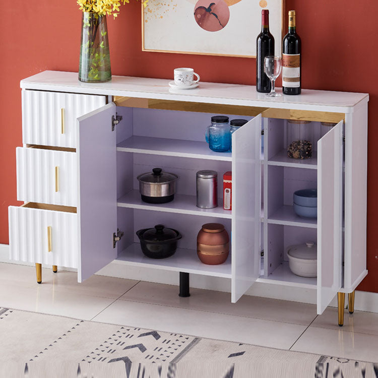Stone in stile glam 34 "H sala da pranzo sideboard a 3 tradotto server buffet in bianco