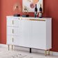 Stone in stile glam 34 "H sala da pranzo sideboard a 3 tradotto server buffet in bianco
