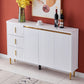 Stone in stile glam 34 "H sala da pranzo sideboard a 3 tradotto server buffet in bianco