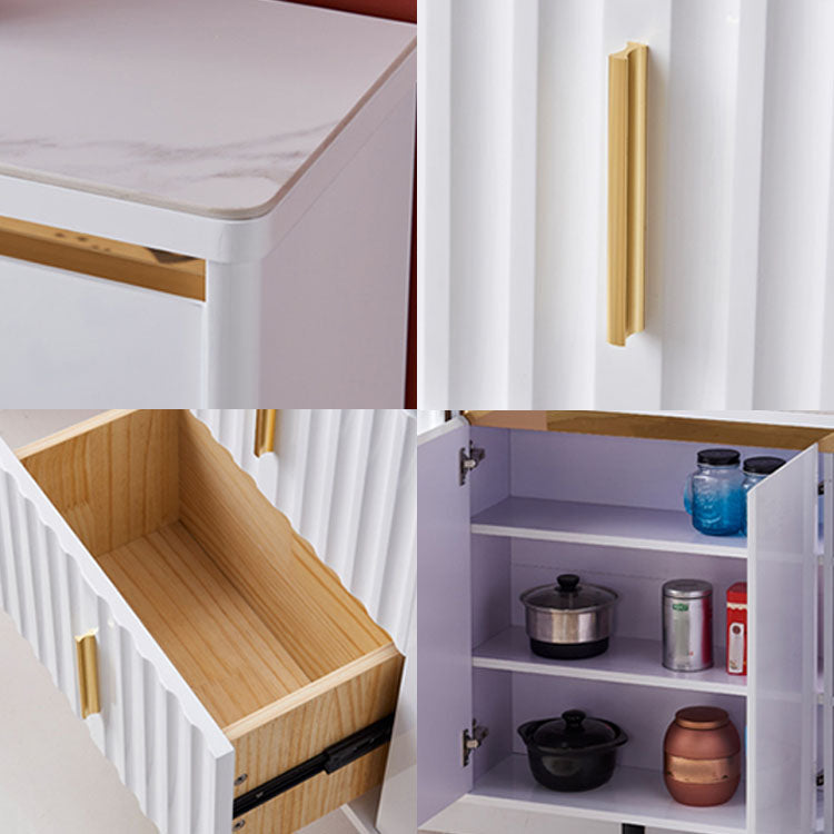 Stone in stile glam 34 "H sala da pranzo sideboard a 3 tradotto server buffet in bianco