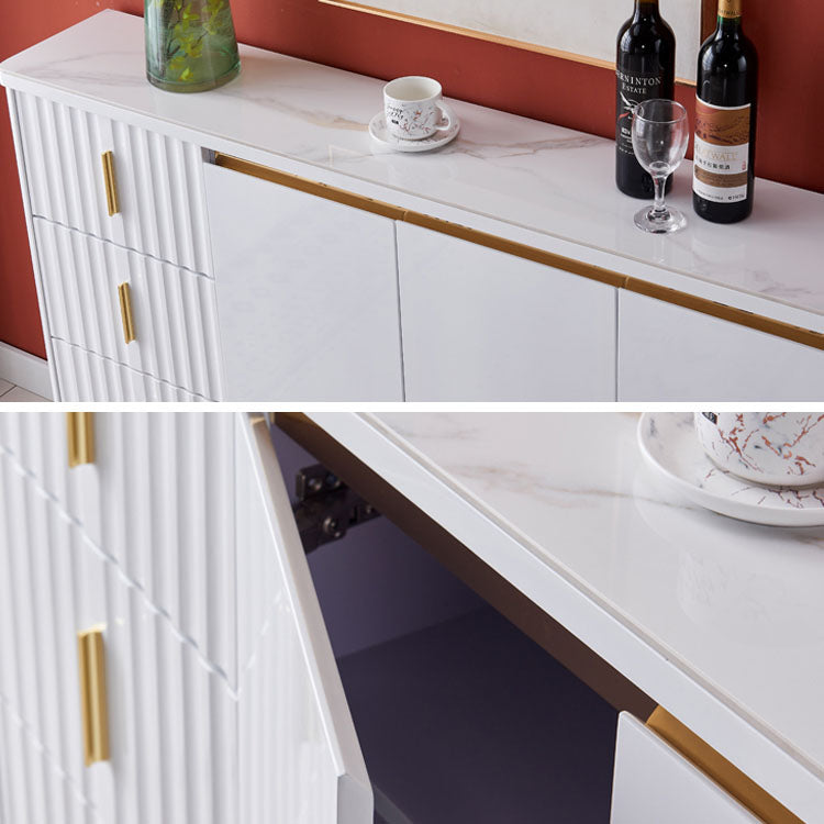 Stone in stile glam 34 "H sala da pranzo sideboard a 3 tradotto server buffet in bianco
