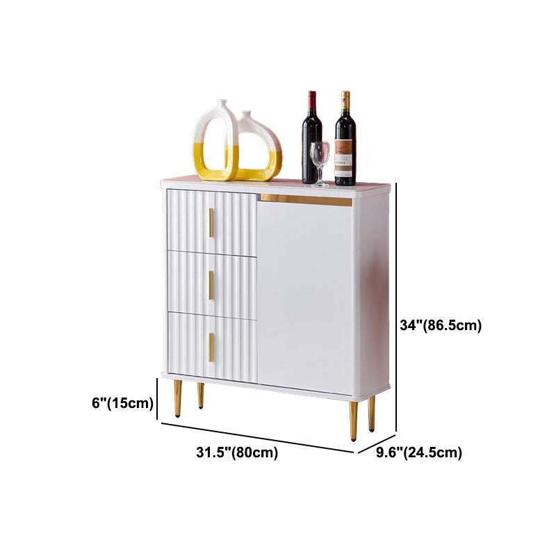 Stone in stile glam 34 "H sala da pranzo sideboard a 3 tradotto server buffet in bianco