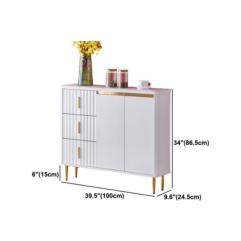 Stone in stile glam 34 "H sala da pranzo sideboard a 3 tradotto server buffet in bianco