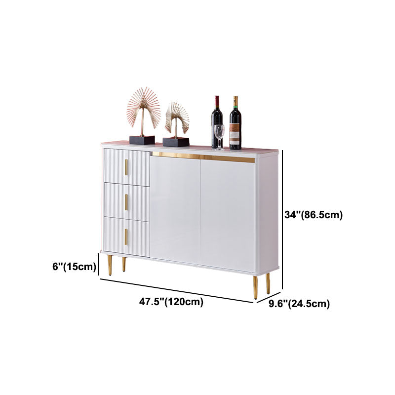 Stone in stile glam 34 "H sala da pranzo sideboard a 3 tradotto server buffet in bianco