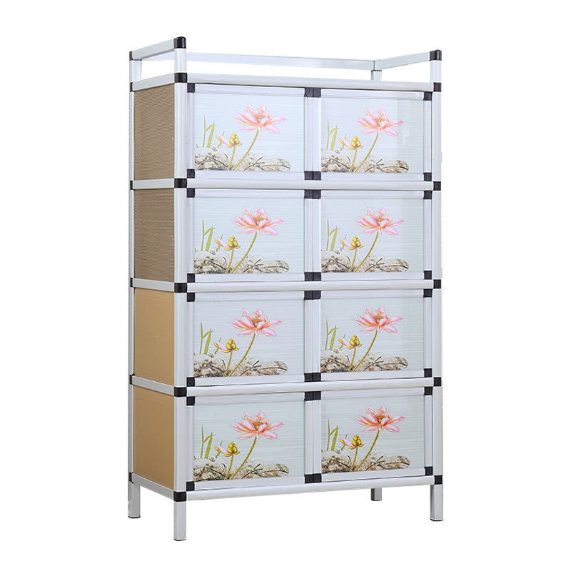 Modern Metal Sideboard Tempered Glass Doors Cabinets Server for Dining Room 31"L x 16"W x 53"H Clearhalo 'buffet_sideboard' 'Buffets & Sideboards' 'furn' 'furn_buffet_sideboard' 'Furniture' 'Kitchen & Dining Furniture' 5661263