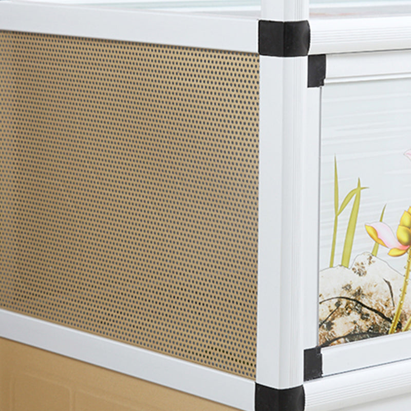 Modern Metal Sideboard Tempered Glass Doors Cabinets Server for Dining Room Clearhalo 'buffet_sideboard' 'Buffets & Sideboards' 'furn' 'furn_buffet_sideboard' 'Furniture' 'Kitchen & Dining Furniture' 5661265