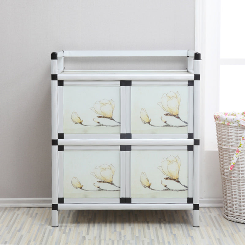 Modern Metal Sideboard Tempered Glass Doors Cabinets Server for Dining Room Clearhalo 'buffet_sideboard' 'Buffets & Sideboards' 'furn' 'furn_buffet_sideboard' 'Furniture' 'Kitchen & Dining Furniture' 5661269