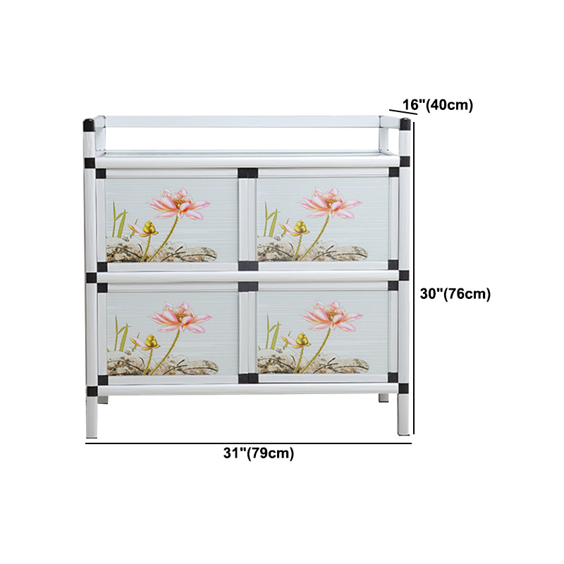 Modern Metal Sideboard Tempered Glass Doors Cabinets Server for Dining Room Clearhalo 'buffet_sideboard' 'Buffets & Sideboards' 'furn' 'furn_buffet_sideboard' 'Furniture' 'Kitchen & Dining Furniture' 5661272