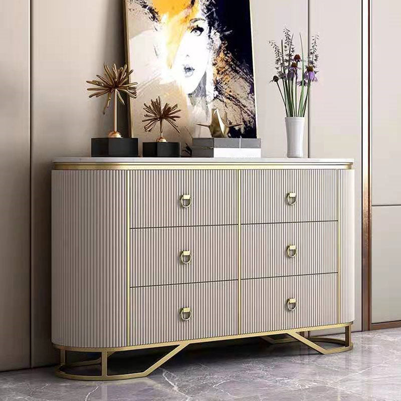 Sideboard in stile glam con tavolo da tavolo a buffet a 6 cassetti per la sala da pranzo