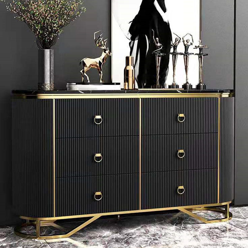 Sideboard in stile glam con tavolo da tavolo a buffet a 6 cassetti per la sala da pranzo