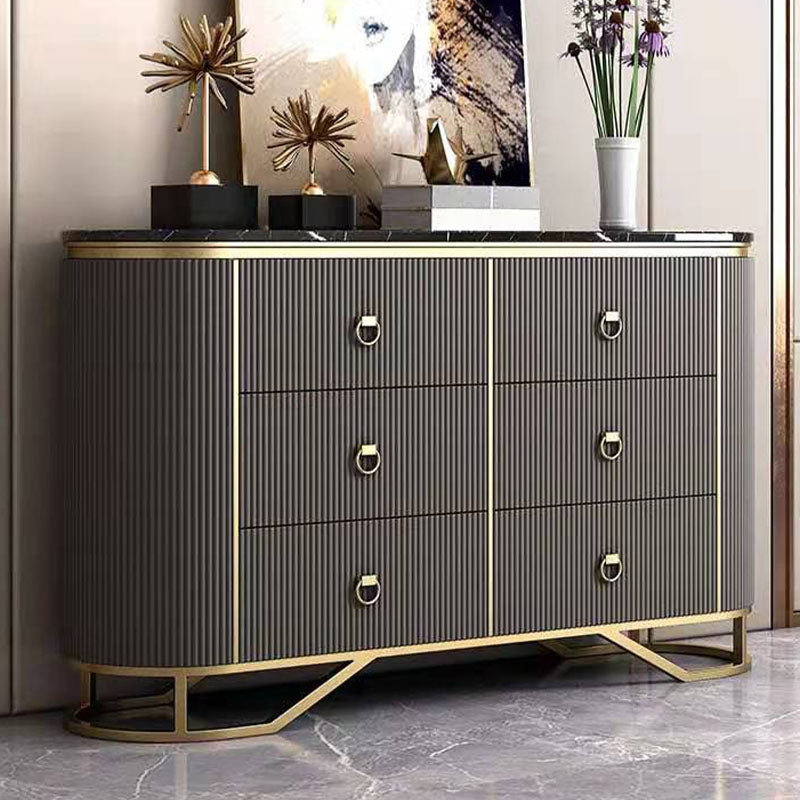 Sideboard in stile glam con tavolo da tavolo a buffet a 6 cassetti per la sala da pranzo