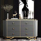 Sideboard in stile glam con tavolo da tavolo a buffet a 6 cassetti per la sala da pranzo