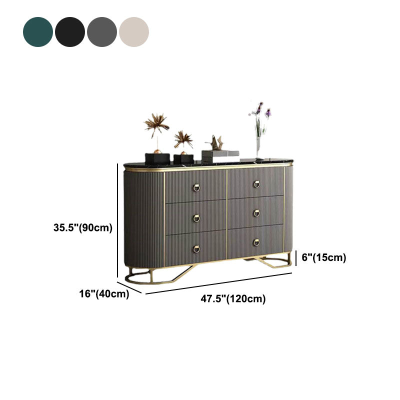 Sideboard in stile glam con tavolo da tavolo a buffet a 6 cassetti per la sala da pranzo