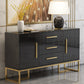 Credenza con counterne in vetro in legno ingegnerizzato a 3 cassetti per la sala da pranzo