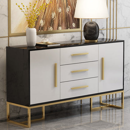 Credenza con counterne in vetro in legno ingegnerizzato a 3 cassetti per la sala da pranzo