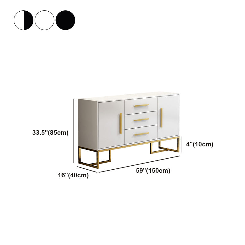 Credenza con counterne in vetro in legno ingegnerizzato a 3 cassetti per la sala da pranzo