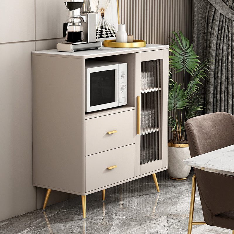 Sideboard in legno ingegnerizzato cassetto Glam Scaffali regolabili a scaffalatura con piano di lavoro in pietra