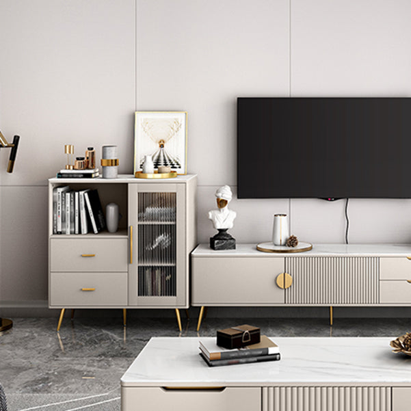 Sideboard in legno ingegnerizzato cassetto Glam Scaffali regolabili a scaffalatura con piano di lavoro in pietra