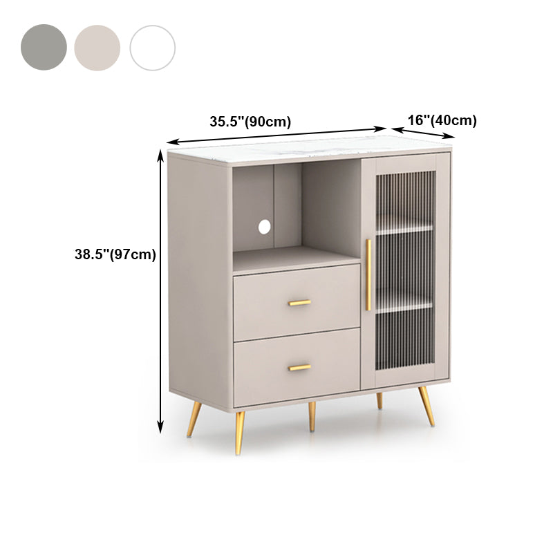 Sideboard in legno ingegnerizzato cassetto Glam Scaffali regolabili a scaffalatura con piano di lavoro in pietra