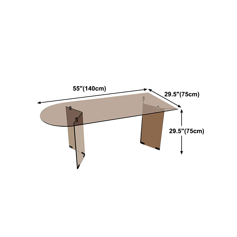 Tavolo da coprone in vetro tavolo da pranzo moderno con doppia base di piedistallo