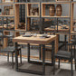 Industrial Wooden Dining Table Square Sled Dining Table for Restaurant
