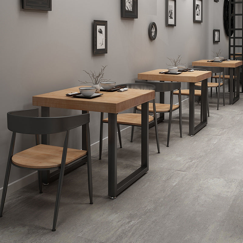 Industrial Wooden Dining Table Square Sled Dining Table for Restaurant