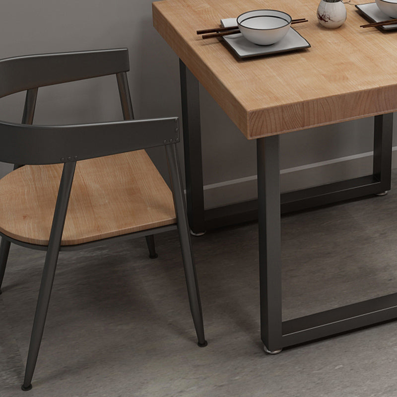 Industrial Wooden Dining Table Square Sled Dining Table for Restaurant