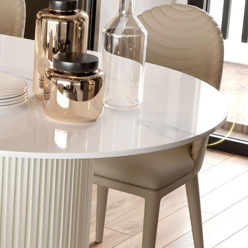 Tavolo in pietra sinterizzato a forma libera per tavolo di lusso del ristorante con doppio piedistallo