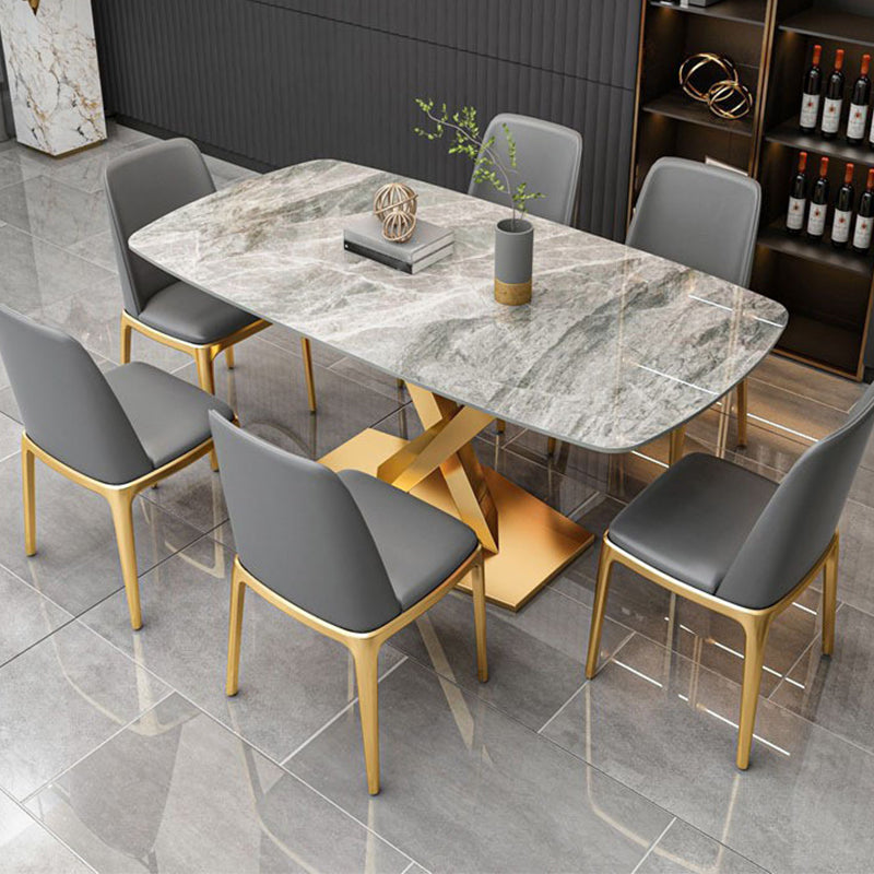 Tavolo da pranzo in pietra sinterizzato rettangolo tradizionale tavolo da pranzo di lusso con cornice dorata