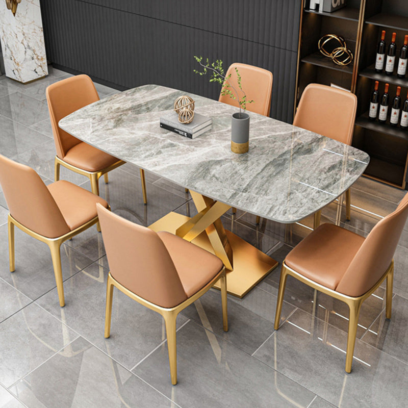 Tavolo da pranzo in pietra sinterizzato rettangolo tradizionale tavolo da pranzo di lusso con cornice dorata