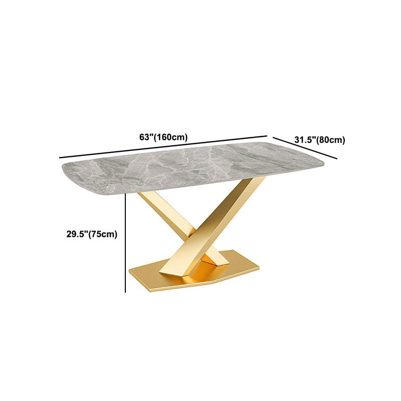Tavolo da pranzo in pietra sinterizzato rettangolo tradizionale tavolo da pranzo di lusso con cornice dorata