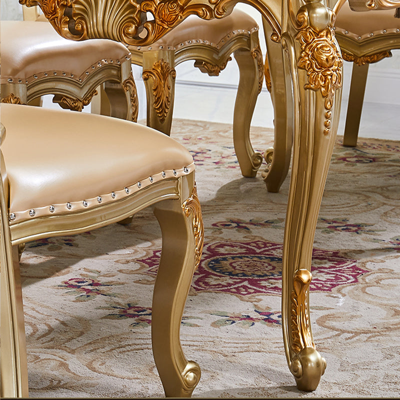 Victorian Marble Dining Table for Restaurant Rectangle Table with 4 Legs in Gold Clearhalo 'Dining Tables & Seating' 'Dining Tables' 'dining_table' 'furn' 'furn_dining_table' 'Furniture' 'Kitchen & Dining Furniture' 5661450