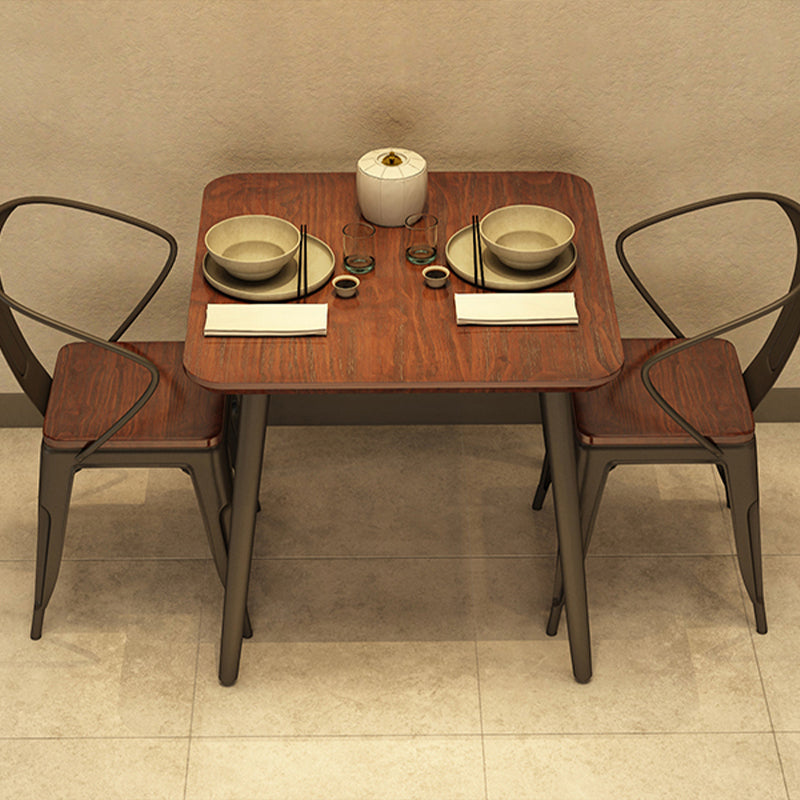 Mesa de comedor de madera sólida Mesa de comedor cuadrada industrial con 4 patas