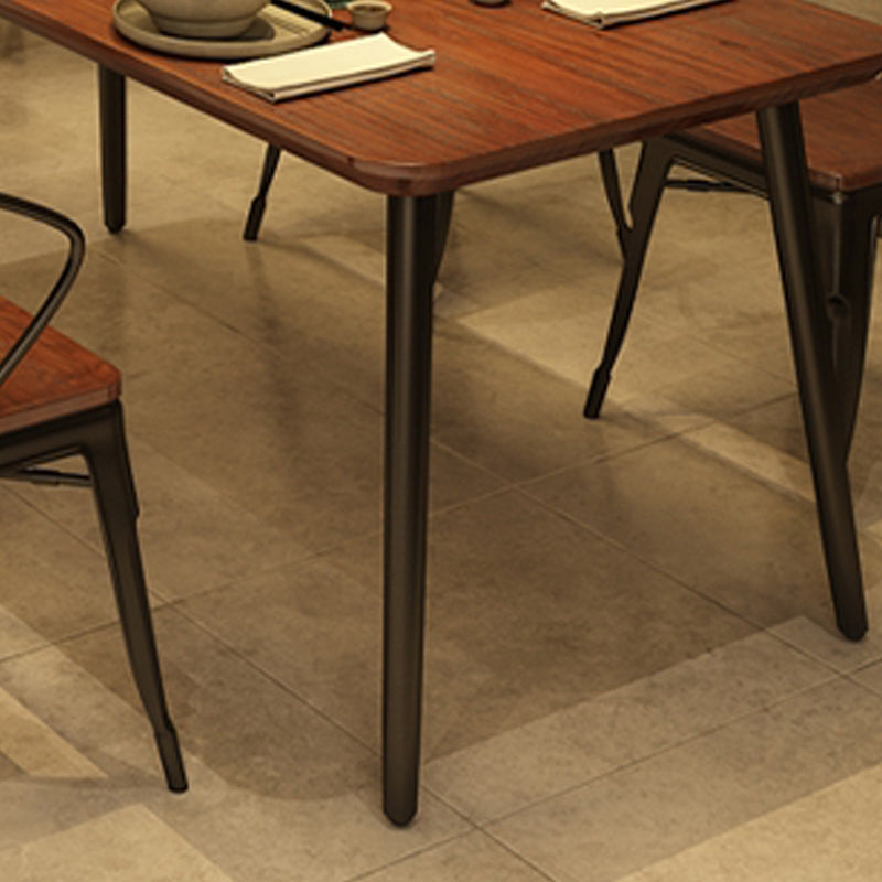 Mesa de comedor de madera sólida Mesa de comedor cuadrada industrial con 4 patas