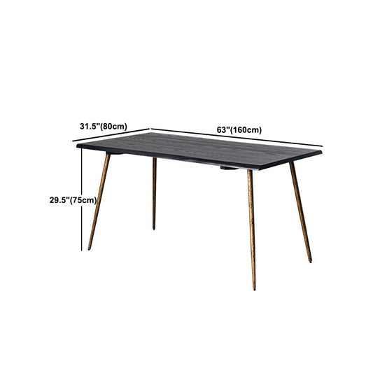 Solid Wood Dining Table Traditional Luxury Dining Table with Gold Frame