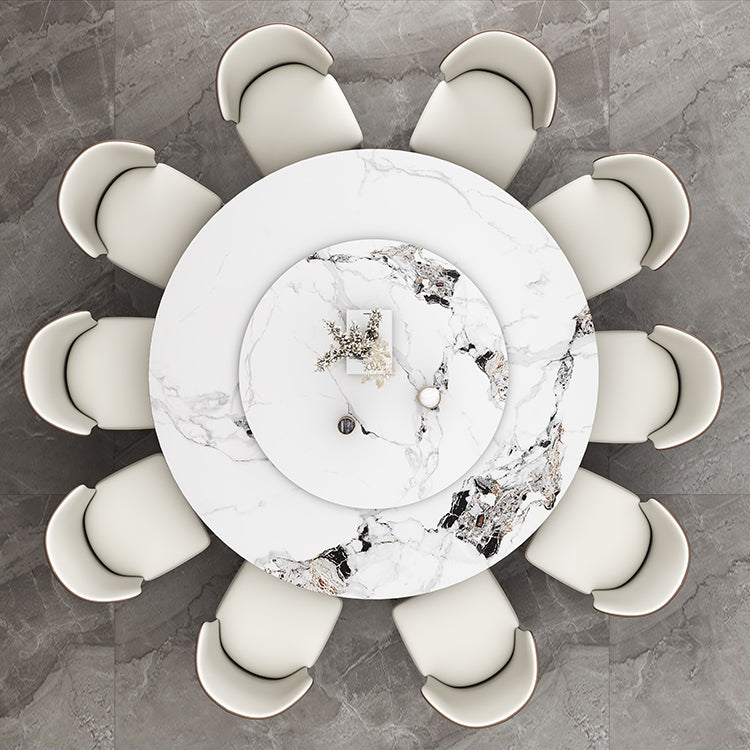 Tavolo da pranzo rotondo in pietra tavolo di lusso tradizionale con piedistallo casual