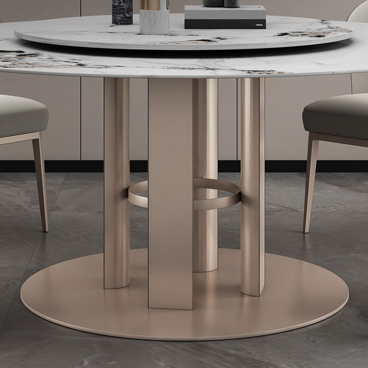 Tavolo da pranzo rotondo in pietra tavolo di lusso tradizionale con piedistallo casual