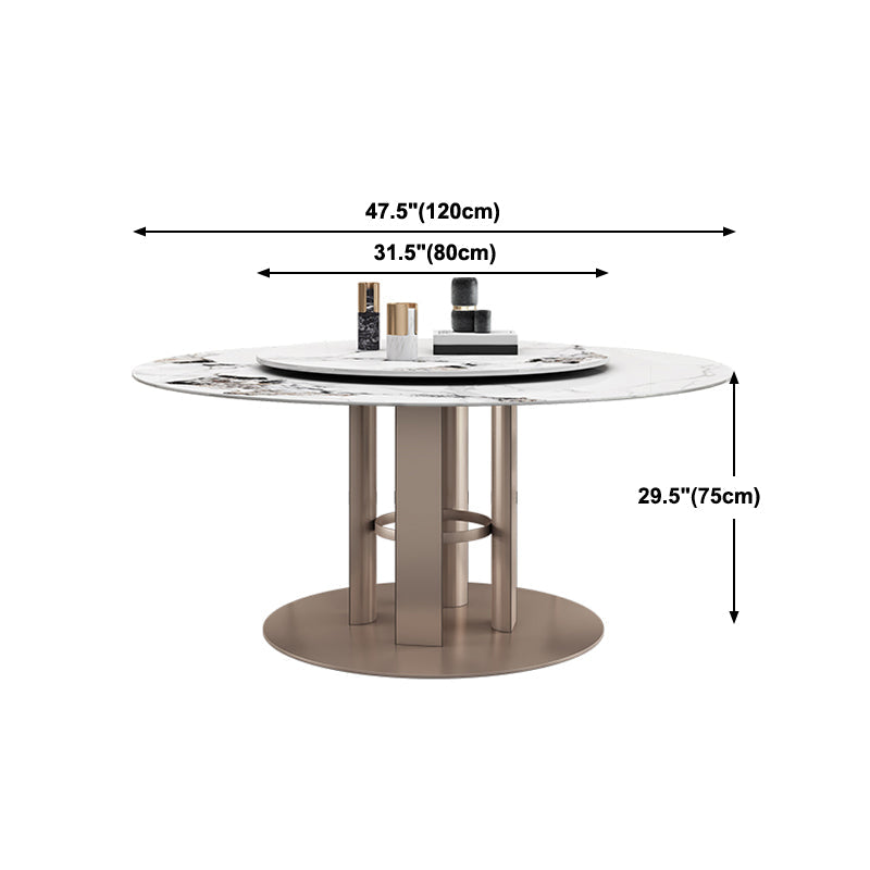 Tavolo da pranzo rotondo in pietra tavolo di lusso tradizionale con piedistallo casual