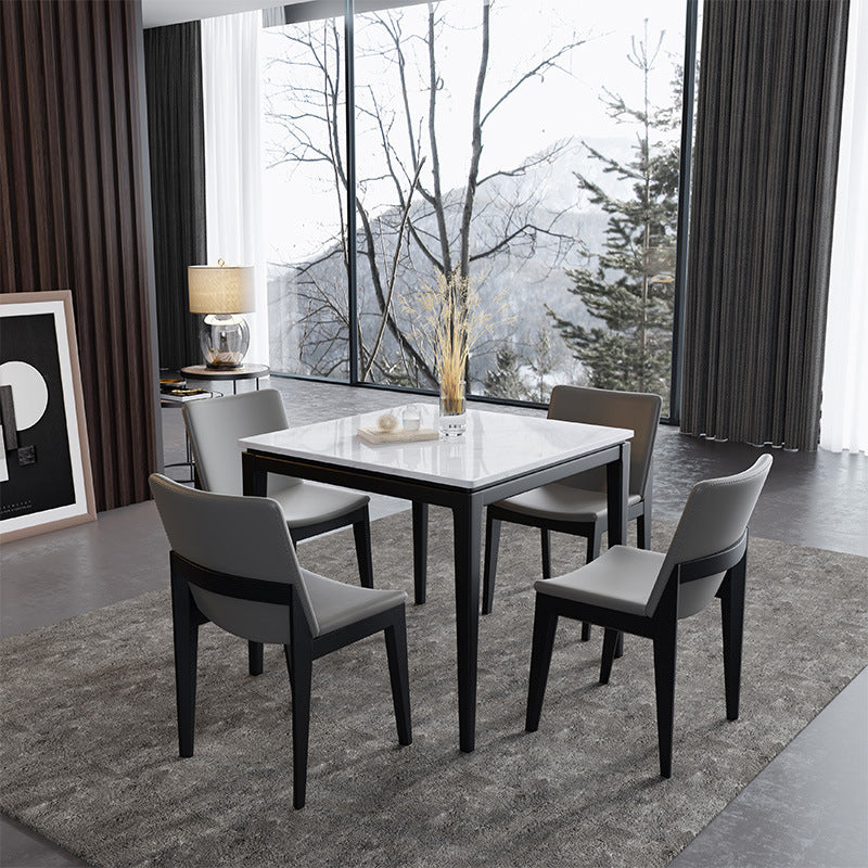 Square White Top Dining Table Industrial 4 Legs Dining Table with Black Frame Clearhalo 'Dining Tables & Seating' 'Dining Tables' 'dining_table' 'furn' 'furn_dining_table' 'Furniture' 'Kitchen & Dining Furniture' 5661558