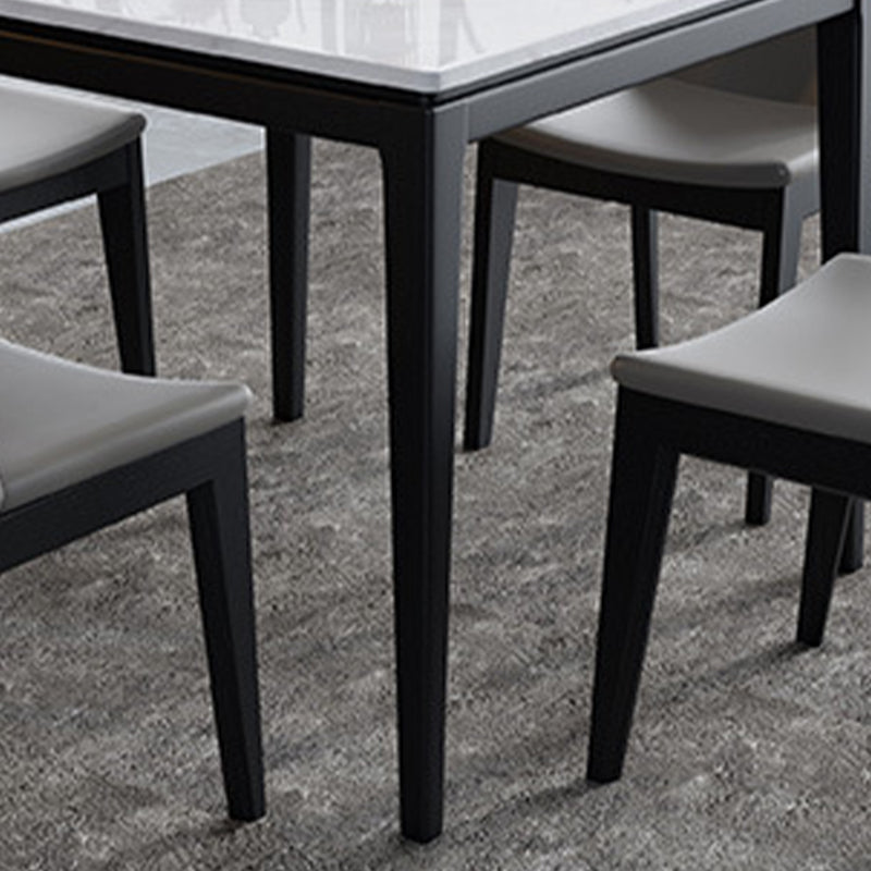 Square White Top Dining Table Industrial 4 Legs Dining Table with Black Frame Clearhalo 'Dining Tables & Seating' 'Dining Tables' 'dining_table' 'furn' 'furn_dining_table' 'Furniture' 'Kitchen & Dining Furniture' 5661564